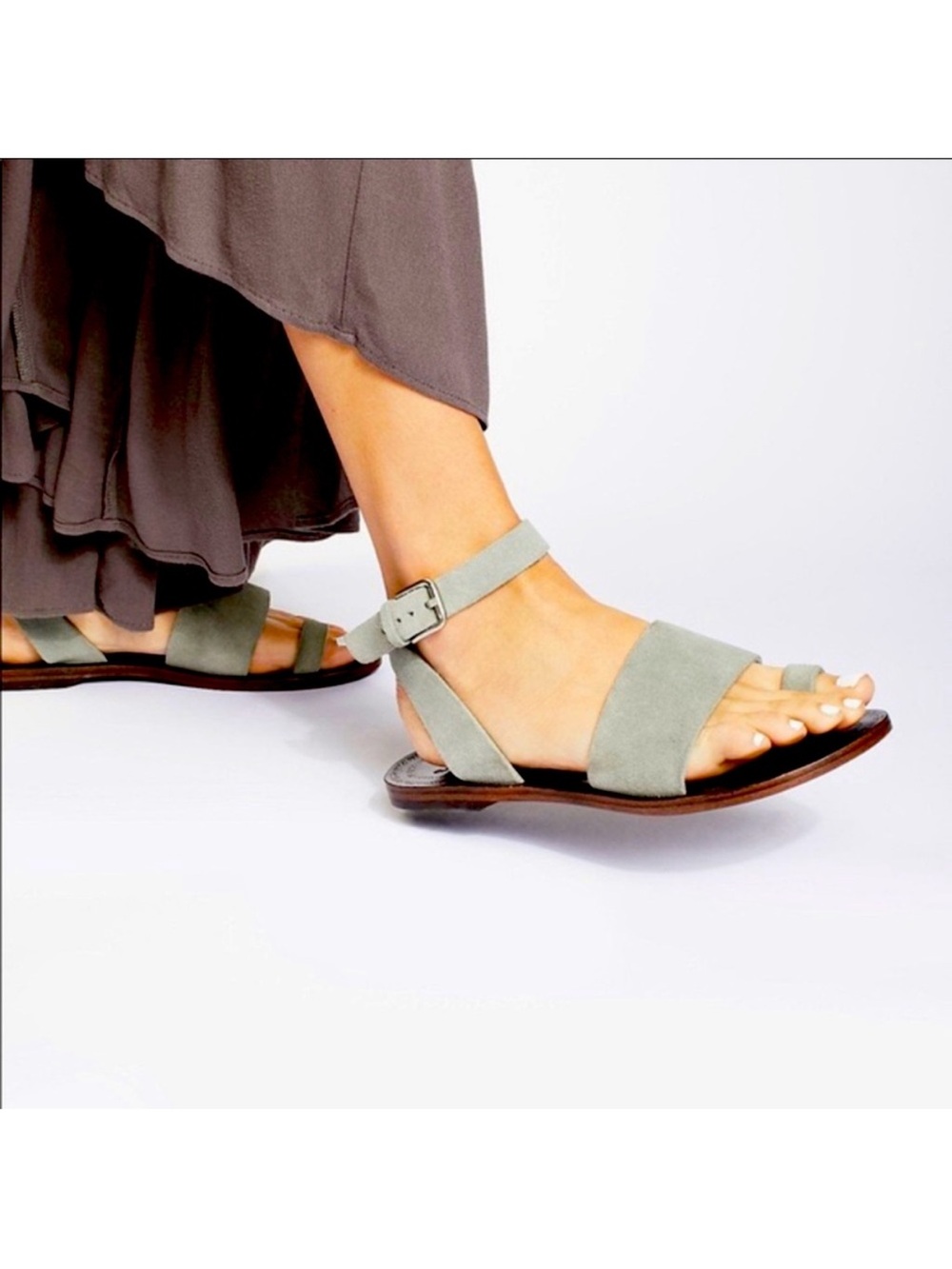 Free People Torrance Suede Ankle-Strap Flat Sandals